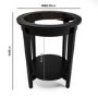 Round Black Glass Top Side Table with Storage - Toula