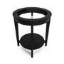 Round Black Glass Top Side Table with Storage - Toula