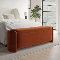 Rust Velvet Storage Ottoman Bench - Taryn