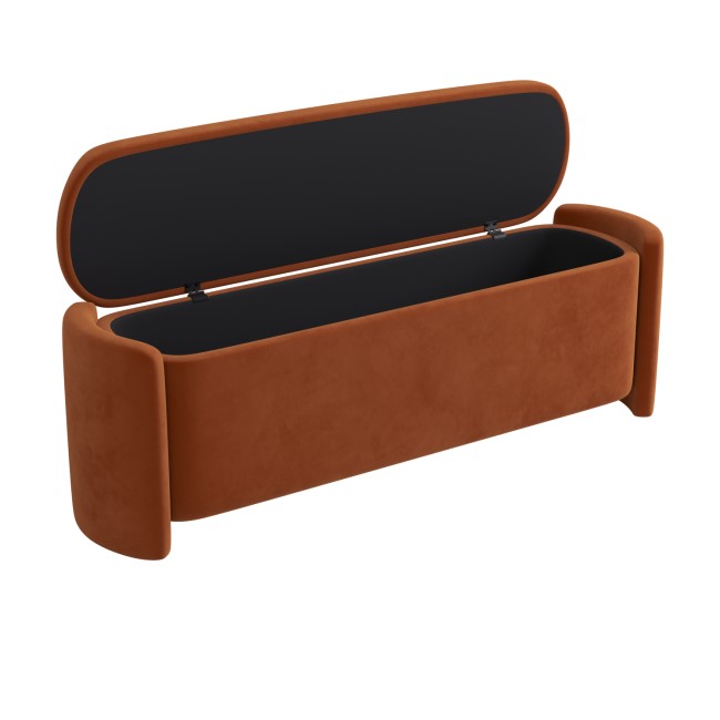 Rust Velvet Storage Ottoman Bench - Taryn