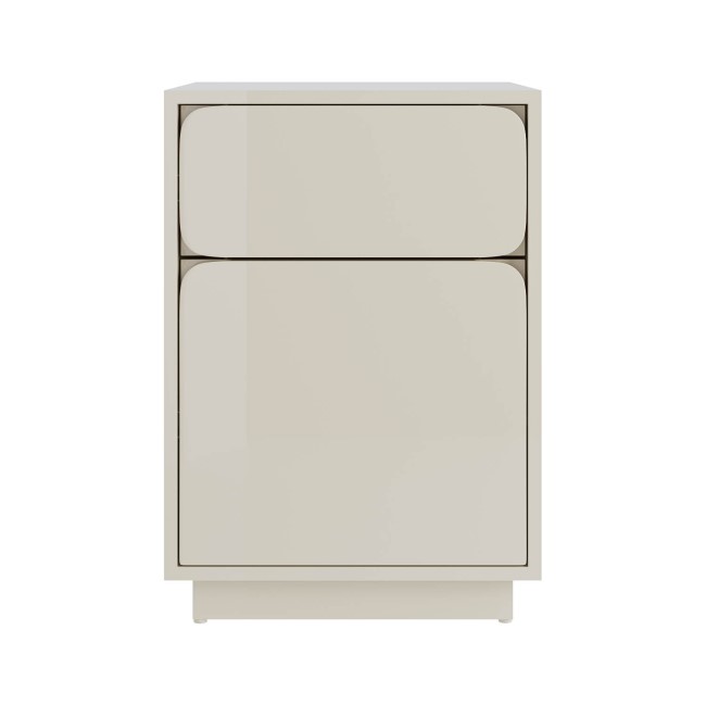 Cream Gloss 2-Drawer Bedside Table - Tova