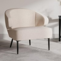 Beige Fabric Accent Chair with Black Metal Legs - Tyler