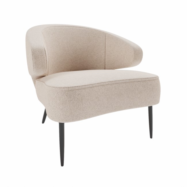 Beige Fabric Accent Chair with Black Metal Legs - Tyler