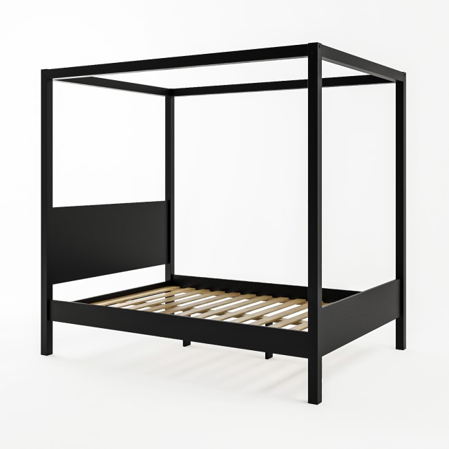 Double Four Poster Bed Frame in Black - Victoria