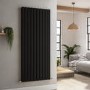 Riace Midnight Black Vertical Flat Designer Radiator 1600x680mm Double Panel 6145 BTU