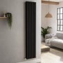 Sorrento Midnight Black Vertical Oval Designer Radiator 1800x354mm Double Panel 3737 BTU