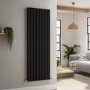 Riace Midnight Black Vertical Flat Designer Radiator 1600x544mm Double Panel 4916 BTU