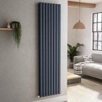 Sorrento Anthracite Vertical Oval Designer Radiator 1800x472mm Double Panel 4983 BTU