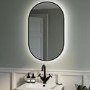 Oval Black Backlit Heated Bathroom Mirror with Lights 500 x 800mm - Venus