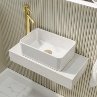 Gloss White Rectangular Countertop Basin 361mm - Vida