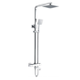 Chrome Square Thermostatic Bar Bath Mixer Shower Set with Slide Rail Kit & Hand Shower - Vira