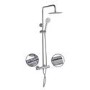 Chrome Round Thermostatic Bar Mixer Shower Set with Slide Rail Kit & Hand Shower - Vira