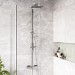 Chrome Square Thermostatic Bar Mixer Shower Set with Slide Rail Kit & Hand Shower - Vira