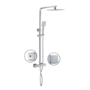 Chrome Mixer Shower with Bath and Basin Tap Set - Cube