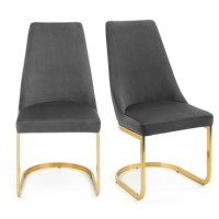 ONLY OPENED - Set of 2 Grey Velvet Dining Chairs - Julian Bowen