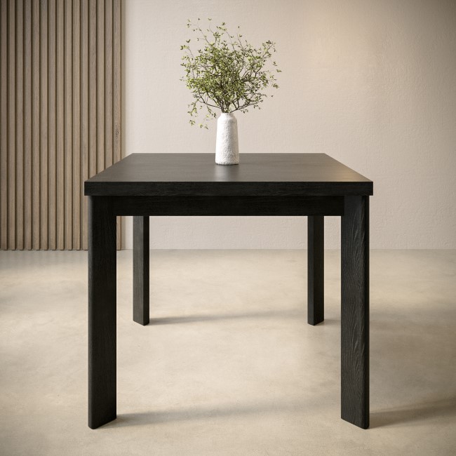 Small Black Wooden Square Extendable Dining Table - Seats 2 - 6 - Vivienne