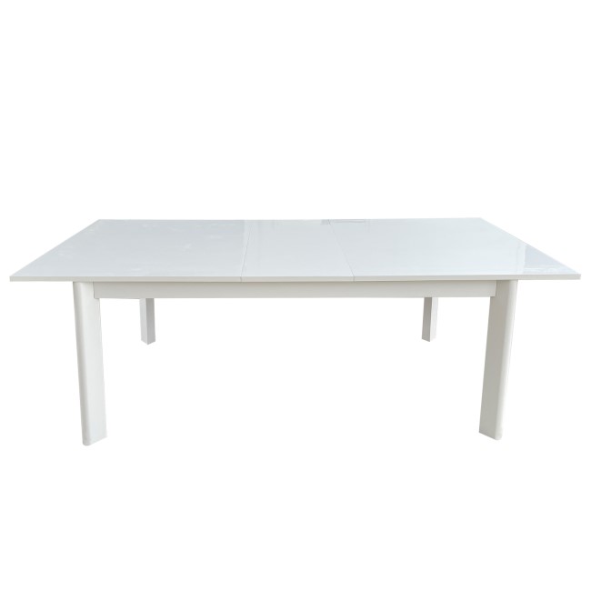 Large White Gloss Extendable Dining Table - Seats 4 - 6 - Vivienne