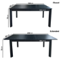 Large Black Wooden Extendable Dining Table - Seats 4 - 6 - Vivienne