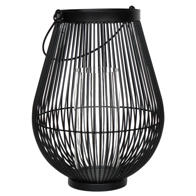 Ivyline Large Black Outdoor Lantern with Glass Insert Venere