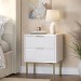 White and Gold High Gloss 2 Drawer Bedside Table with Legs - Valencia