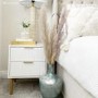 White and Gold High Gloss 2 Drawer Bedside Table with Legs - Valencia