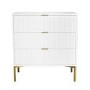 High Gloss White and Gold Chest of 3 Drawers - Valencia