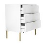 High Gloss White and Gold Chest of 3 Drawers - Valencia