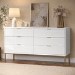 Wide White High Gloss Chest of 6 Drawers with Legs - Valencia