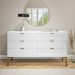 Wide White High Gloss Chest of 6 Drawers with Legs - Valencia