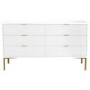 Wide White High Gloss Chest of 6 Drawers with Legs - Valencia