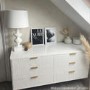 Wide White High Gloss Chest of 6 Drawers with Legs - Valencia