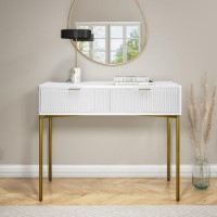 White Gloss Dressing Table with 2 Drawers - Valencia