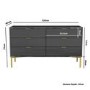 Wide Dark Grey High Gloss Chest 6 Drawers with Legs - Valencia