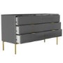 Wide Dark Grey High Gloss Chest 6 Drawers with Legs - Valencia