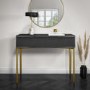 Dark Grey High Gloss Dressing Table with 2 Drawers - Valencia