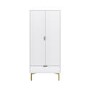 White Gloss Ribbed Double Wardrobe with Drawer - Valencia