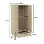 Oak and Gold Ribbed Double Wardrobe With Drawer - Valencia