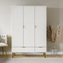 White Gloss 3-Door Wardrobe with 2 Drawers - Valencia