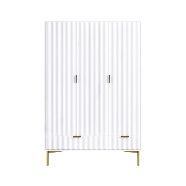 White Gloss 3-Door Wardrobe with 2 Drawers - Valencia