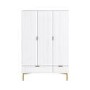 White Gloss 3-Door Wardrobe with 2 Drawers - Valencia