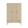 Oak and Gold Ribbed 3 Door Wardrobe with 2 Drawers - Valencia