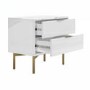 Wide White and Gold High Gloss 2 Drawer Bedside Table - Valencia