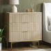 Oak and Gold Ribbed Chest of 3 Drawers - Valencia