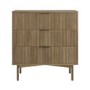 Dark Wood Ribbed Chest of 3 Drawers - Valencia