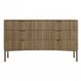 Wide Dark Wood Ribbed Chest of 6 Drawers - Valencia 