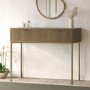 Dark Wood Ribbed Dressing Table with Storage Drawers - Valencia