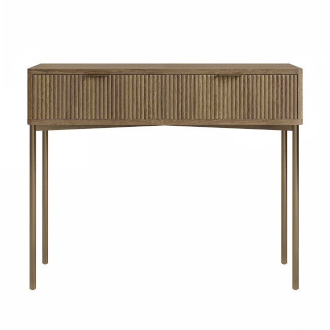 Dark Wood Ribbed Dressing Table with Storage Drawers - Valencia