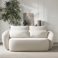 Cream Boucle Curved 2 Seater Sofa - Vera