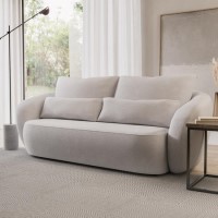 Cream Boucle Curved 3 Seater Sofa - Vera