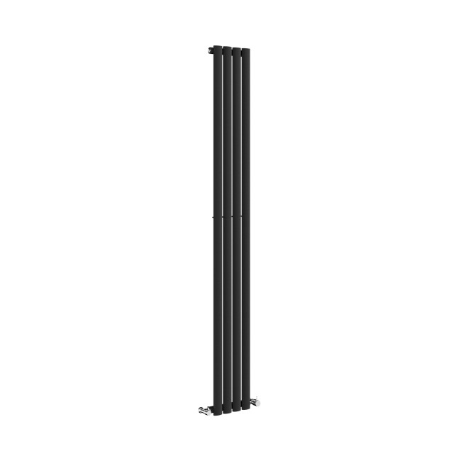 Sorrento Midnight Black Vertical Oval Designer Radiator 1800x236mm Single Panel 1686 BTU